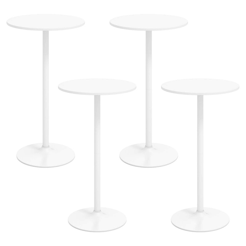 Round Bar Table Set of 4 w/Adjustable Height & Metal Base Modern Cocktail Table