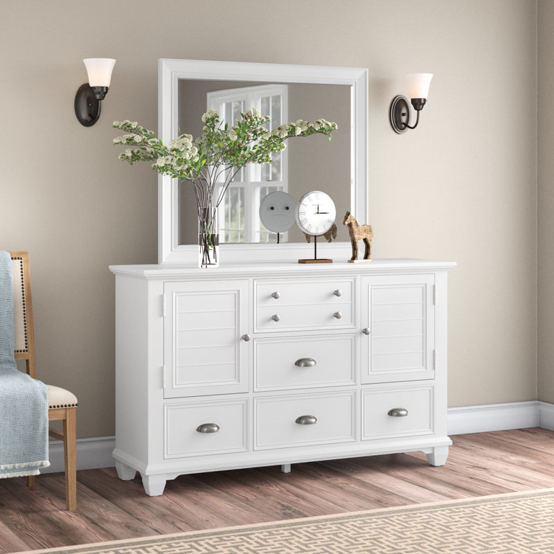 Commode combinée 5 tiroirs avec miroir 60,94 po Odum