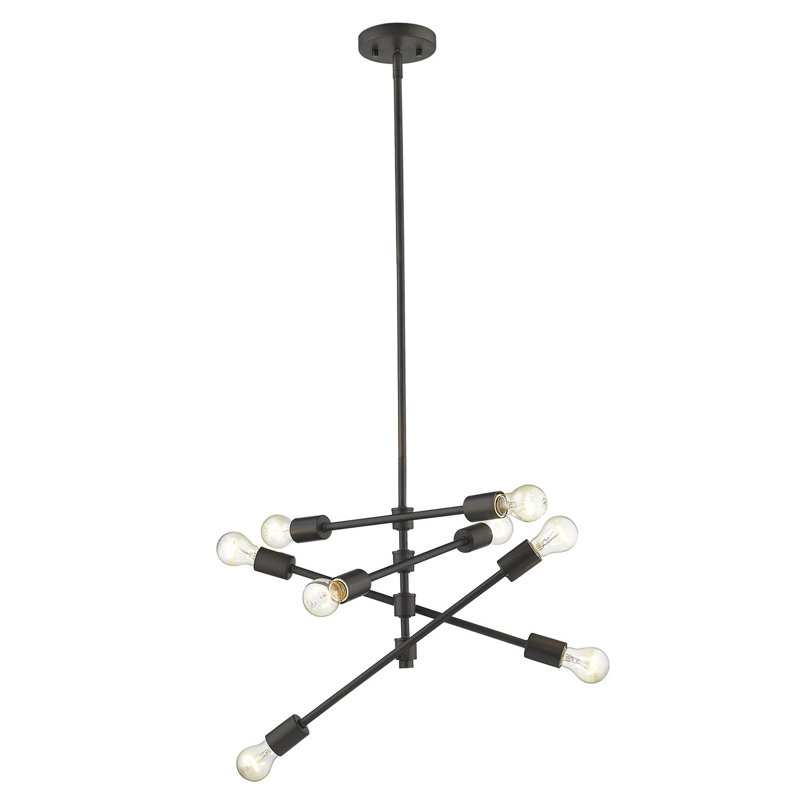 Lustre linéaire spoutnik moderne à 8 lumières Bella Vista, Bronze frotté à l'huile, 12" X 19"