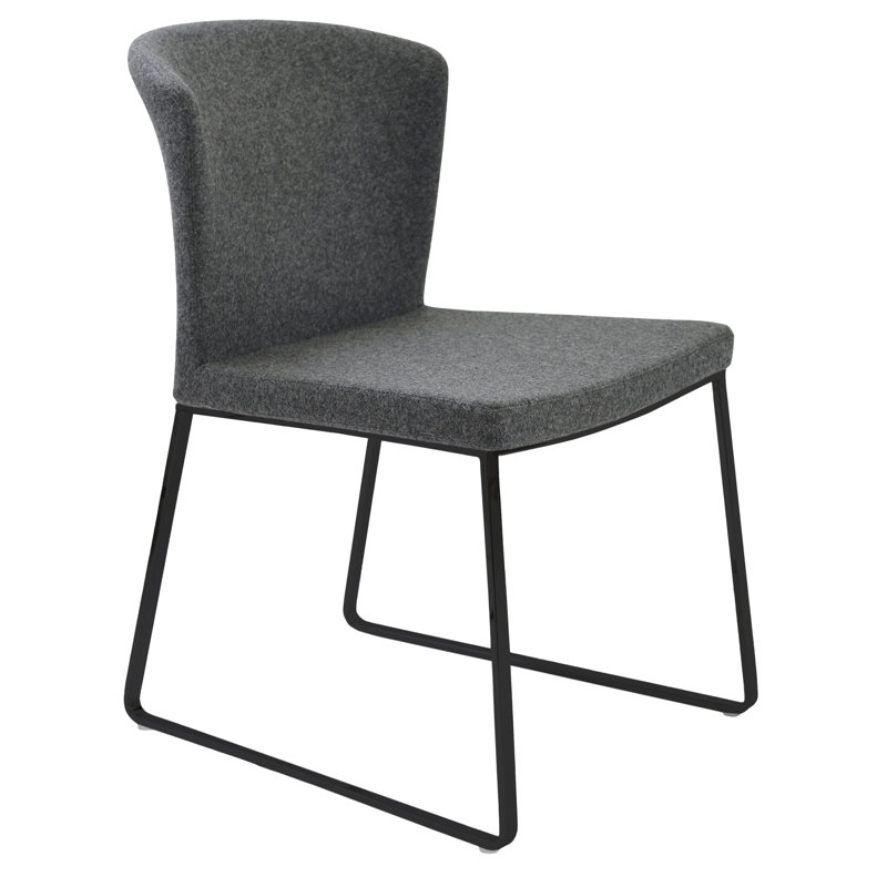 Capri 18'' H Upholstered Metal Side Chair, Dark Gray, Brass