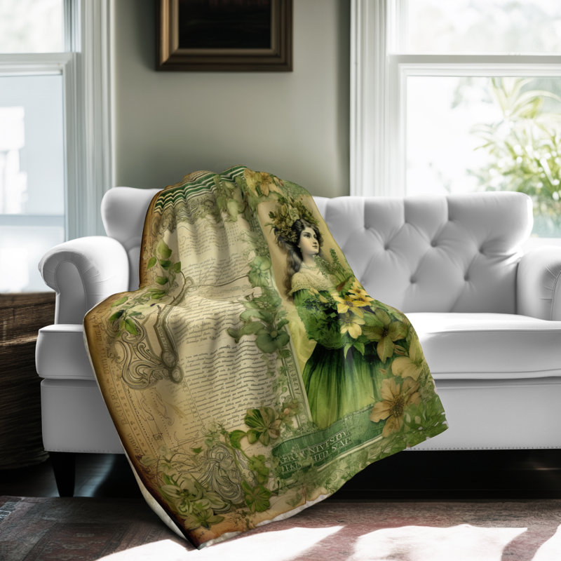 Verdant Elegance Escape - couverture en sherpa de qualité supérieure 1 pièce - reproduction d'art luxueuse, Jeté