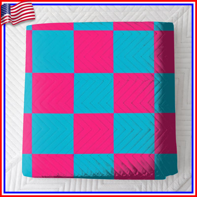 Couvre-lit matelassé à carreaux rose et bleu