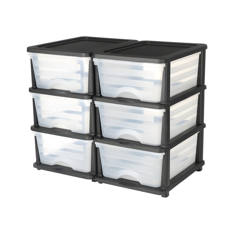 Ensemble de 2 tiroirs de rangement en plastique - commode transparente à 6 tiroirs pour l'organisation de la chambre à coucher, du placard et de la maison