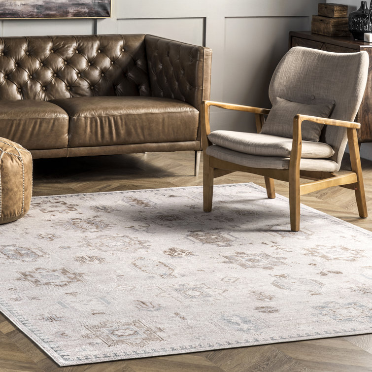 Elverta Medallion Machine Washable Runner Rug for Living Room Bedroom Dining Room Entryway Hallway Kitchen, Beige/Ivory