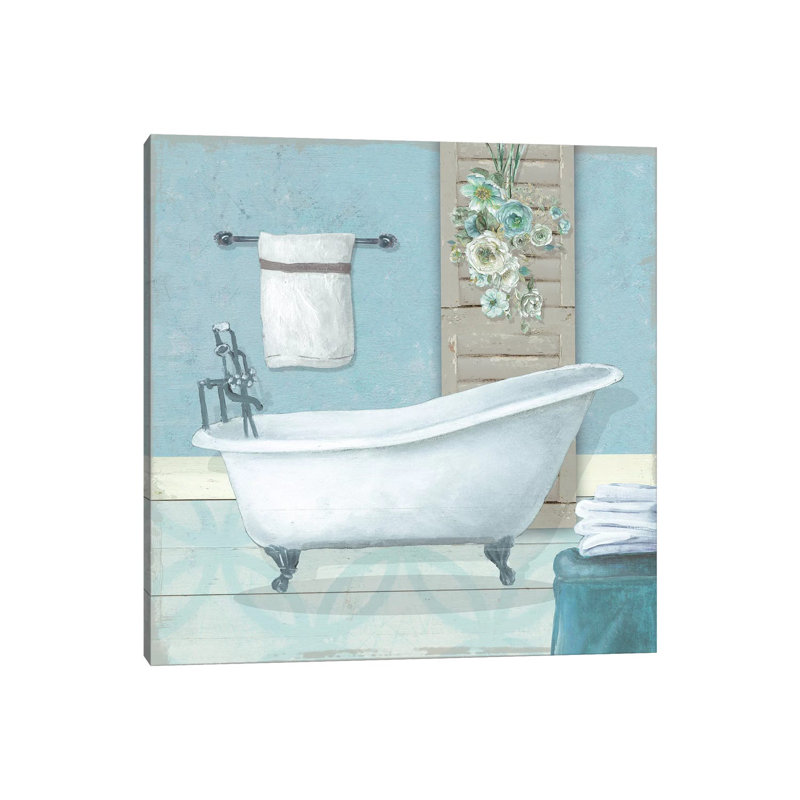 Teal Bath I by Carol Robinson - Print on Canvas, Wrapped Canvas, 93.98 cm H x 93.98 cm W x 1.91 cm D