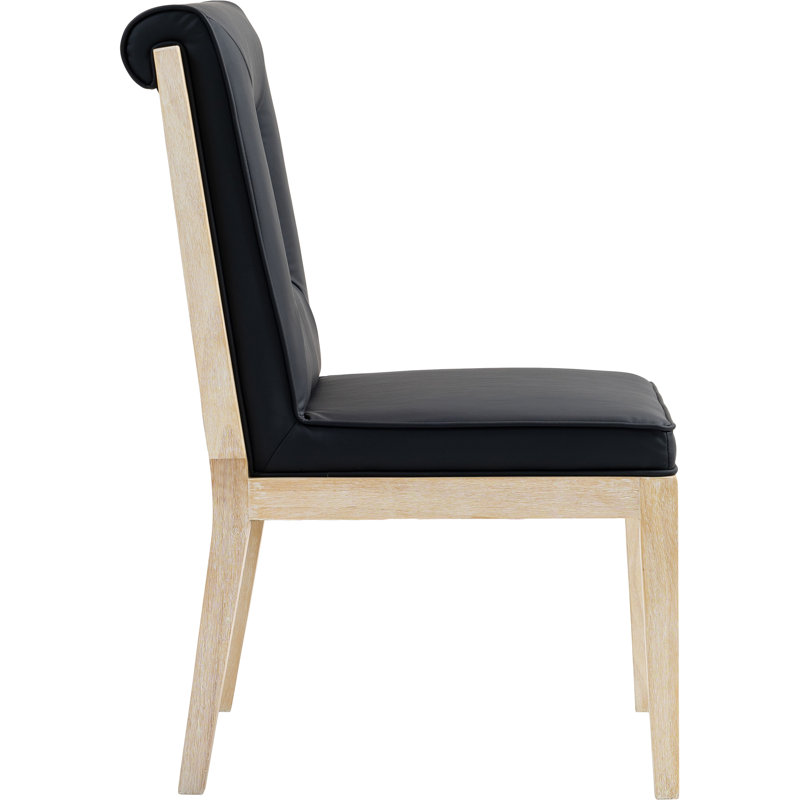 Chaise d'appoint Flore, Cuir végétalien noir, Naturel