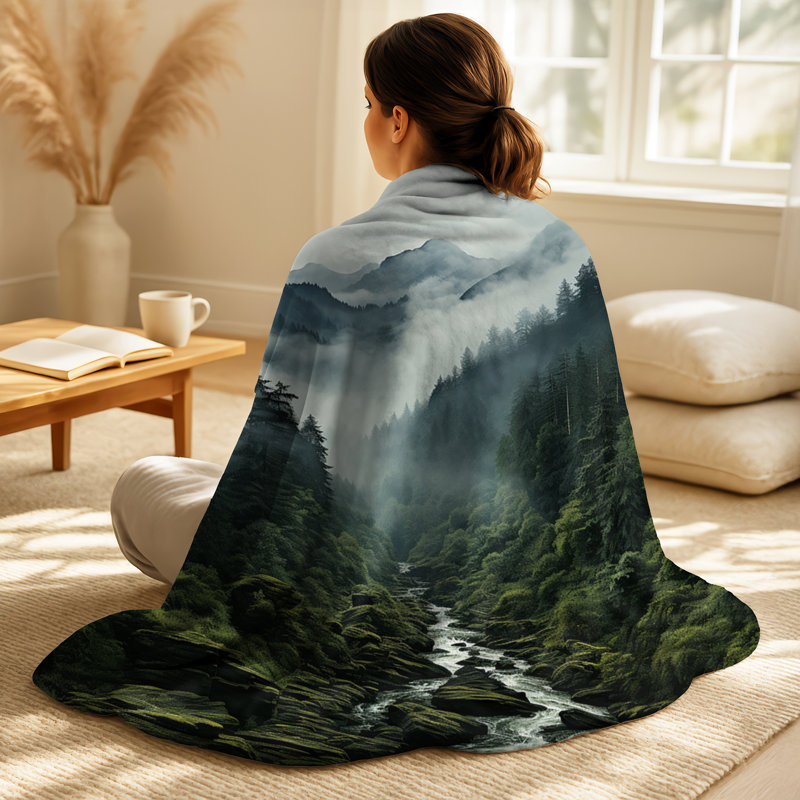 Ensemble de couverture et oreiller Mystic Wilderness, Throw blanket with two pillows (3-piece set)