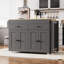 Îlot de cuisine 74,5 po avec table de salle à manger extensible, îlot de cuisine sur roulettes avec support à épices et 2 tiroirs, armoire à 4 portes, pour la cuisine, la salle à manger, gris (deux ensembles), îlot de cuisine