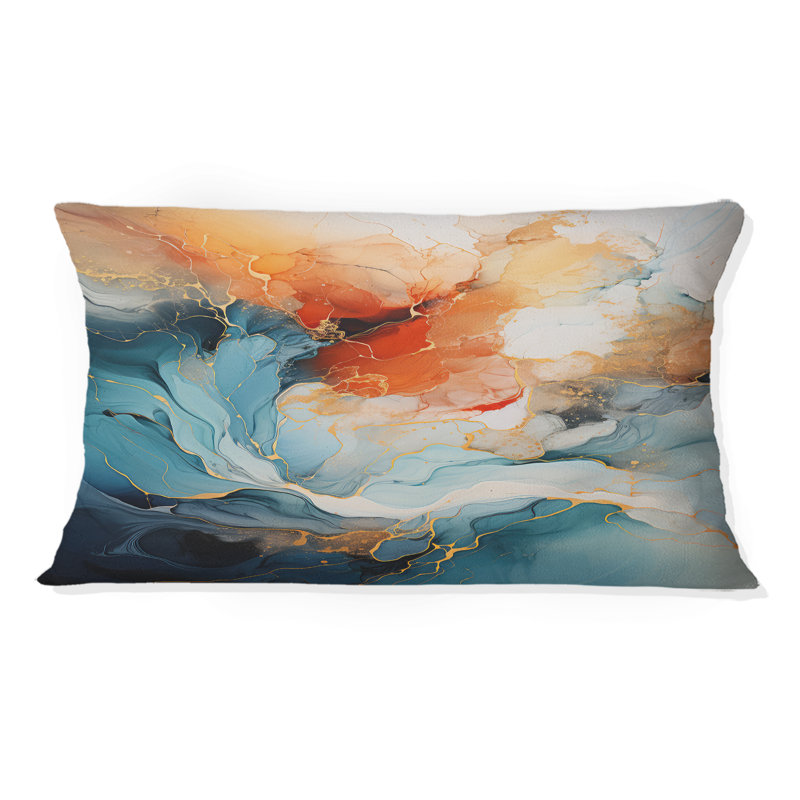 Coussin à imprimé abstrait Damas, H 12 po x l 20 po, Rectangulaire
