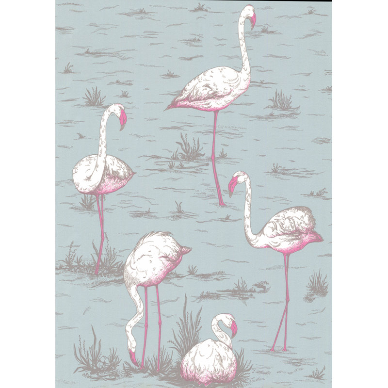 Flamingos Wallpaper Roll, Oale Blue