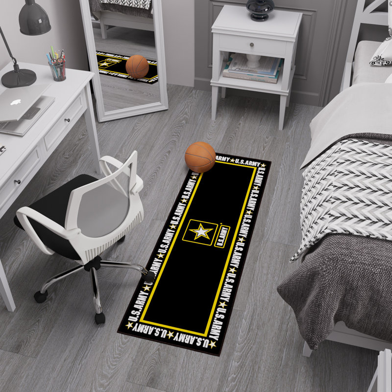 Tapis anti-dérapant US ARMY pour chambre à coucher, cuisine, noir / jaune