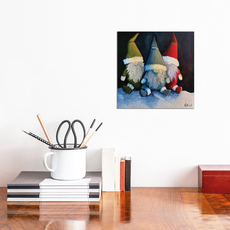 Gnomes de Noël. Cadeau de Noël - reproduction d'art murale - toile tendue, Toile tendue, Ne s’applique pas, H 12 po x l 12 po