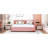 Upholstered Daybed With Trundle - Pink Linen Trundle, No Box Spring For A Charming Bedroom-1902954735