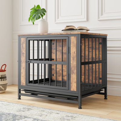 Cage pour chien rustique brun avec construction et plateau amovible pour chiens de taille moyenne / petite