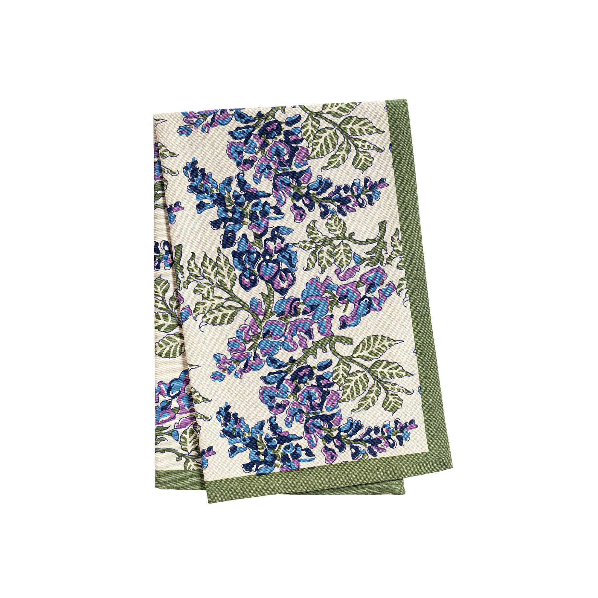 Kappa Floral Tea Towel Kitchen Towel, Olive Green/Blue/Ivory/Purple