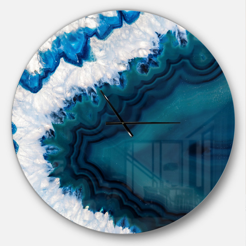 Blue Brazilian Geode - Modern Wall Clock, Oversized