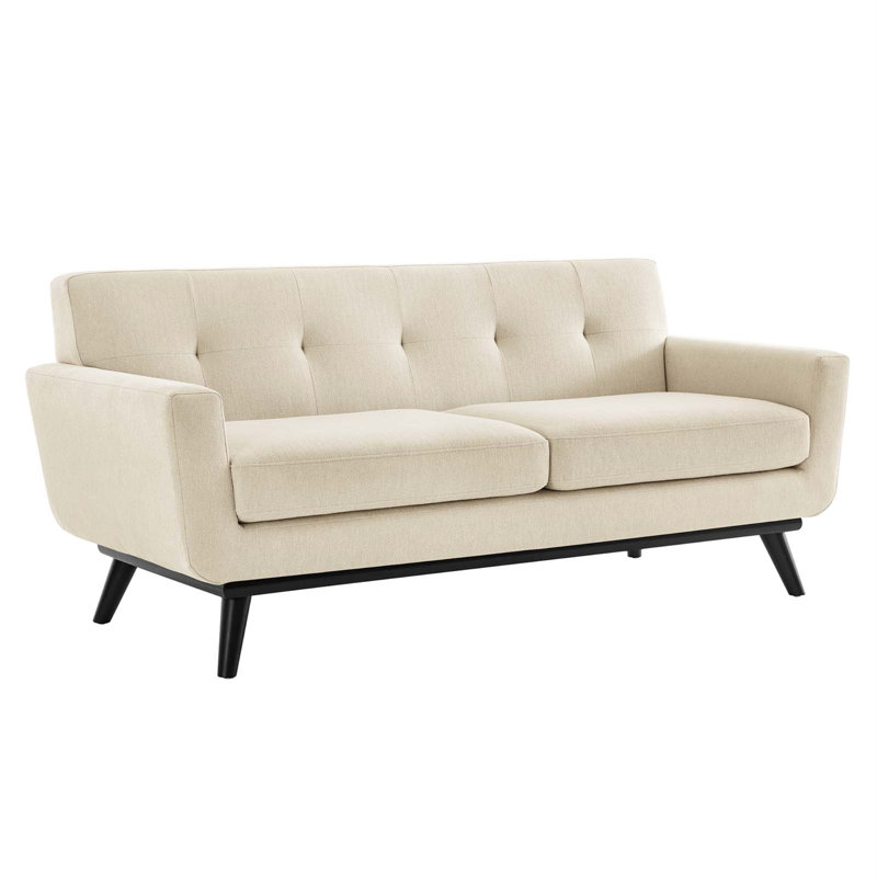 Modway Engage Herringbone Fabric Loveseat, Beige Fabric