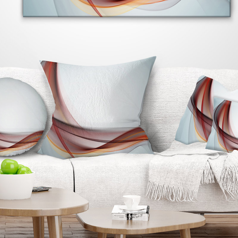 Abstract Brown Upward Waves - Abstract Printed Throw Pillow, 16" x 16", Square