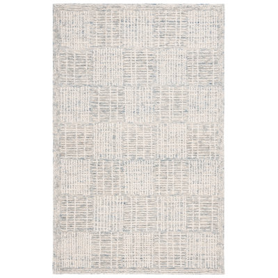 Ludena Abstract Hand Tufted Wool Cotton Geometric Rug in Blue/Gray
