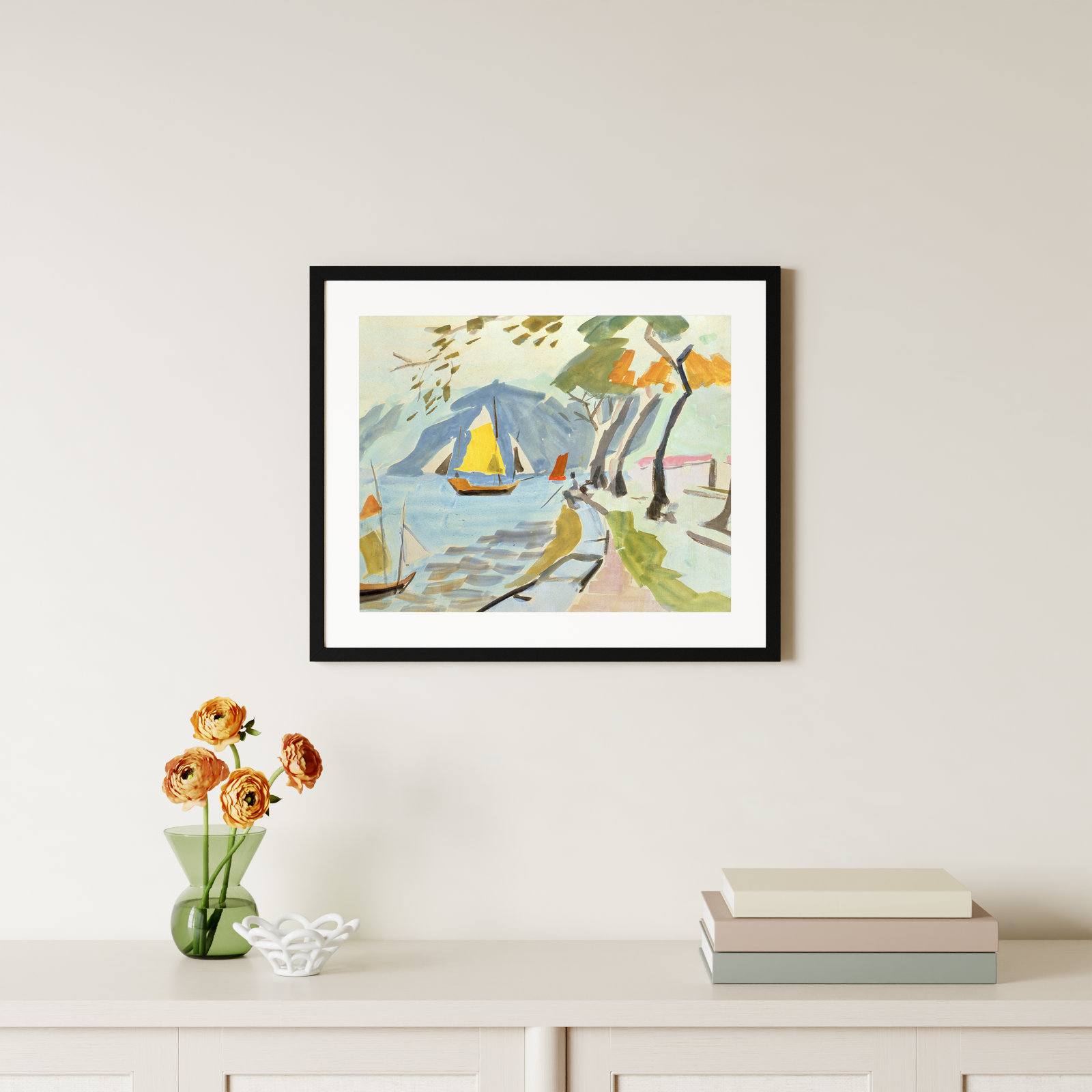 Macau Shoreline Print by Anne Durham, 21" H x 25" W x 1" D, Black
