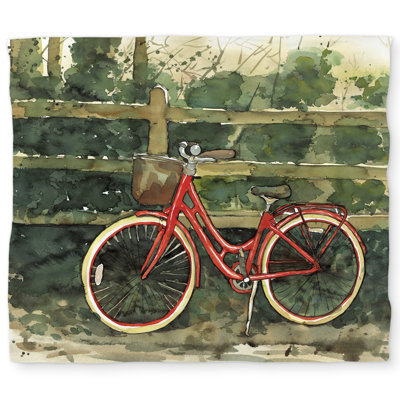 Riding in the Woods Bicycle Duvet Cover | Bike Red Kitchen Decor