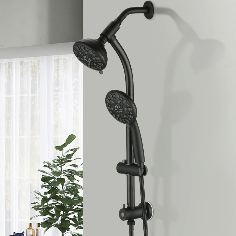 Drill- Matte Black Shower With 5-inch Abs Head And Dual Heads Spa System 1.8 Gpm Flow Rate -
