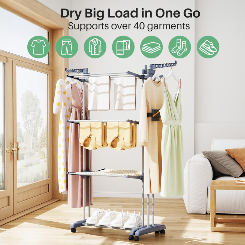Extensible Stainless Steel 4-Tier Foldable Drying Rack