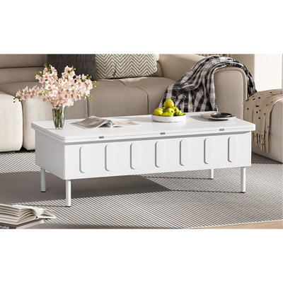Table basse à plateau relevable avec 2 tiroirs, table basse moderne avec plateau pliable, table basse réglable multifonctionnelle avec compartiment de rangement caché pour le salon