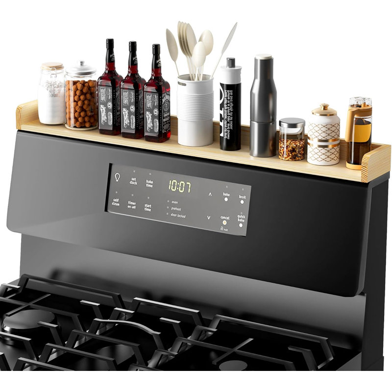 Tablette magnétique pour poêle de cuisine, tablette en bois de pin, tablette murale pour rangement à domicile, résistante à la chaleur et à la pression, 1 pièce, naturel