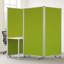 Paravent 3 panneaux tapissier en tissu de style accordéon, vert et gris-778741196