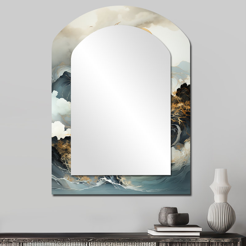 Bold Storms Landscape - Storms Traditional Asymmetrical Decorative Wall Mirror, 34'' x 25''