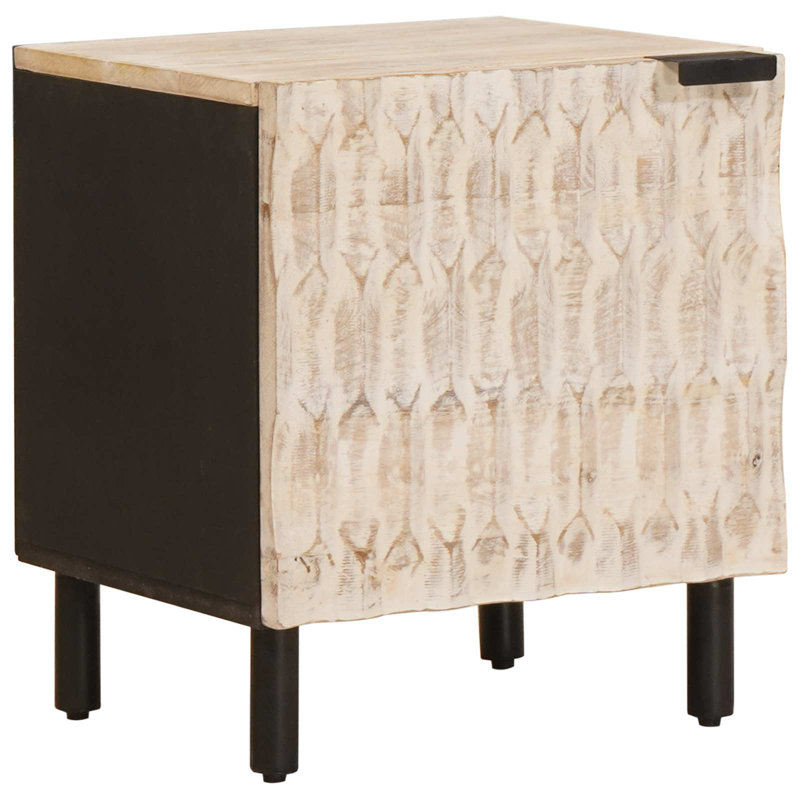 40cm W Solid Wood Bedside Table, White