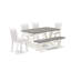 L'ensemble de table à manger de 6 pièces comprend une table rectangulaire en ciment, un banc en bois et 4 chaises rembourrées en tissu de lin crème avec un haut dossier en lin brossé blanc.-942408971-942408974