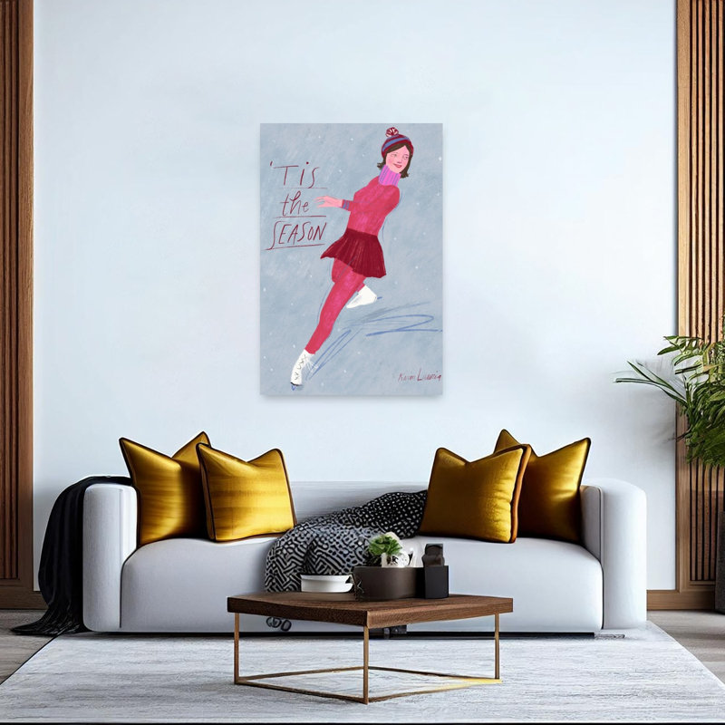 Ice Skating Season Abstract Contemporary Winter Landscape Wall Art Print by Karin Lauria - Wrapped Canvas Print