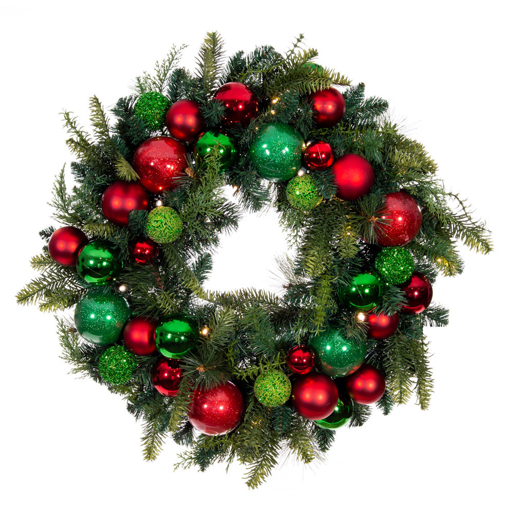 30 in. Lighted Christmas Wreath - Christmas Cheer The Holiday Aisle®