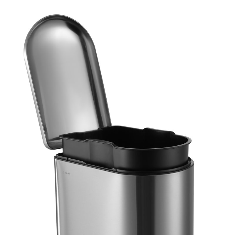 Roland Mini Stainless Steel Step-Open Trash Can, 2.6-Gallon, Chrome Finish