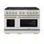 ZLINE 48 in. 8 Burner Double Oven Gas Range in Stainless Steel and Champagne Bronze Accents