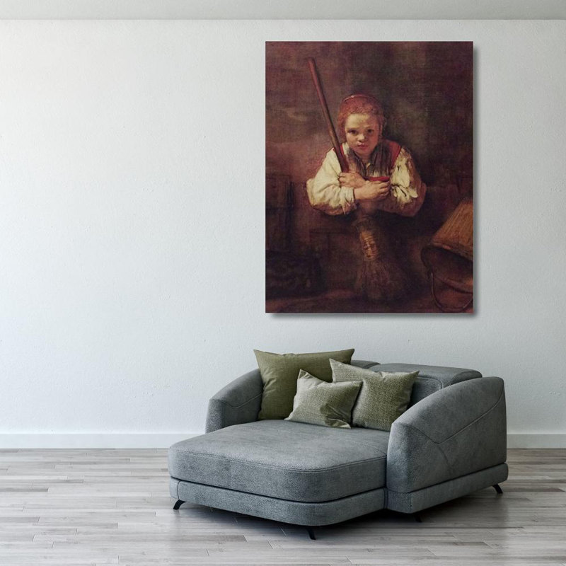 A Girl with a Broom, 37" H x 28" W