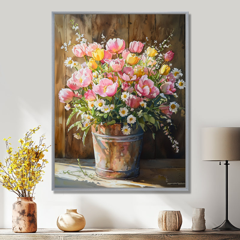 Chappel - reproduction d'art sur toile florale, H 20 po x l 12 po, Reproduction encadrée sans passe-partout, Argent argent