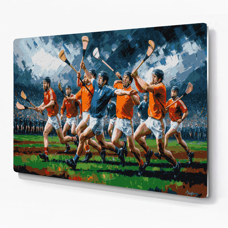 Art sportif en métal vert Sports Hurling, H 12 po x l 18 po