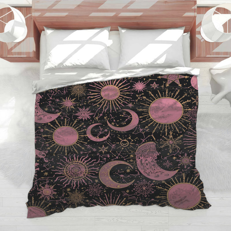 Celestial Moons And Stars Comforter, Queen