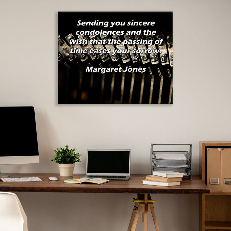 ArtsyQuotes Gallery Wrapped Canvas By Margaret Jones: "Sending you sincere condolences and the wish that the passing of time eases your sorrow."
