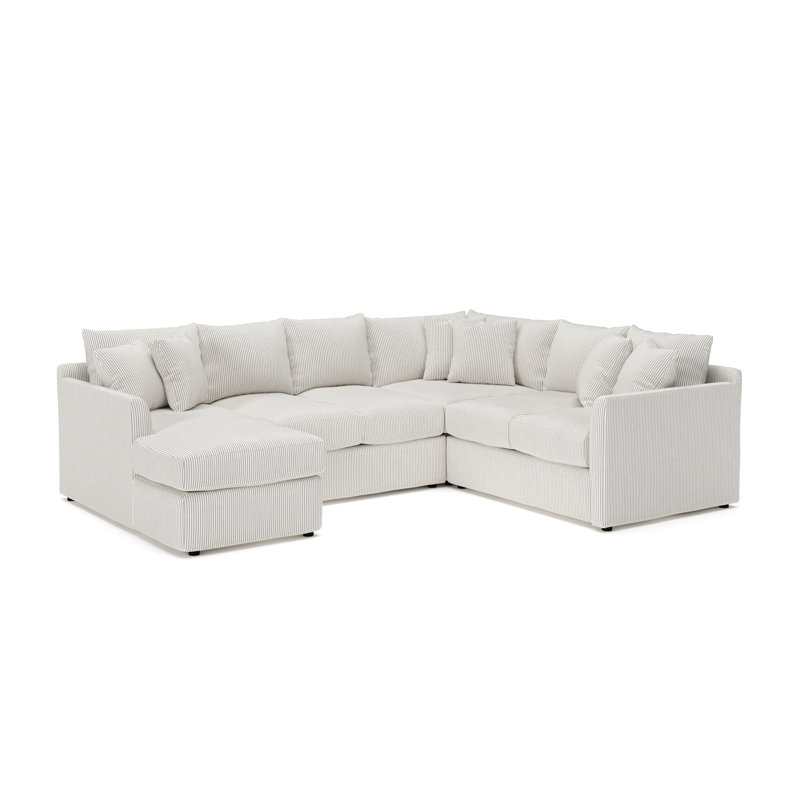 Canapé modulaire en U à 3 pièces de 6 pièces 119 po Cecelia, Mélange de lin naturel Bevin, Orienté à gauche (vu de face)