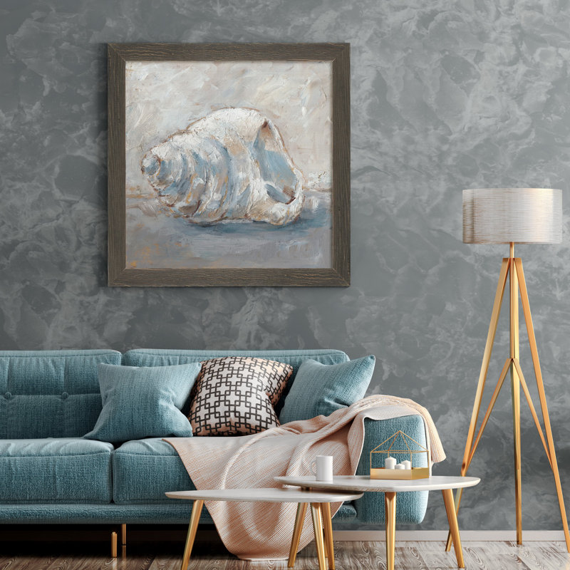 «Blue Shell Study IV», reproduction sur toile encadrée, H 35,5 po x l 35,5 po x P 1,5 po, Toile avec cadre gris