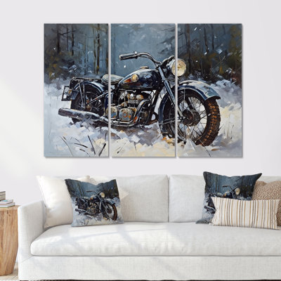 «War Rustic War Bike In Winter I», ensemble d'art sur toile