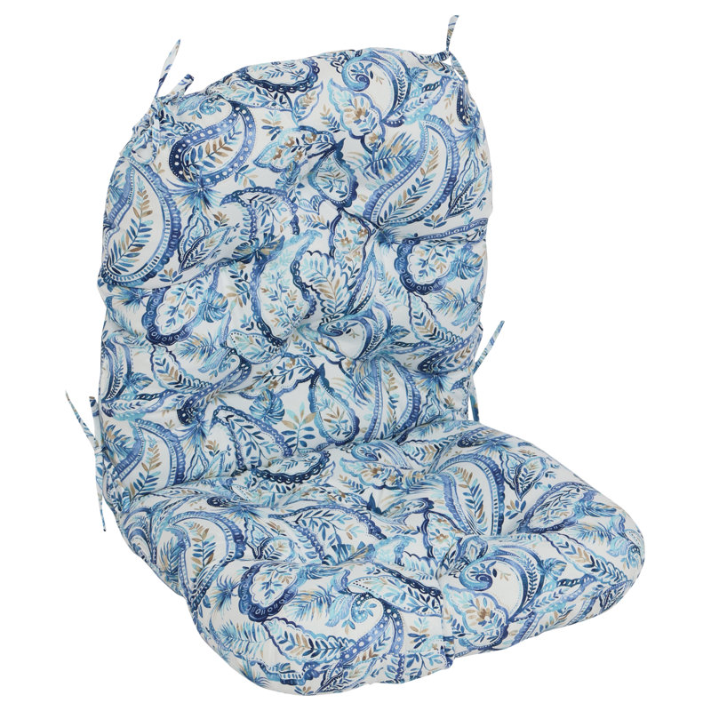 Outdoor 6'' Seat / Back Cushion, White/Blue Paisley