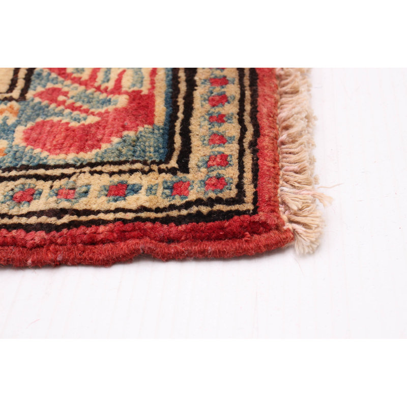 Tapis rouge en laine noué à la main de conception unique 6 pi 2 po x 8 pi 9 po New Age Finest Ghazni
