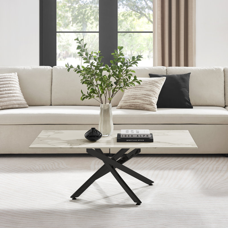 Lenworth Pedestal Coffee Table, White, Black