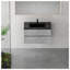 Meuble-lavabo mural de 91 cm (36 po) avec lavabo en quartz noir sable, tiroirs à fermeture amortie et fini gris ciment.