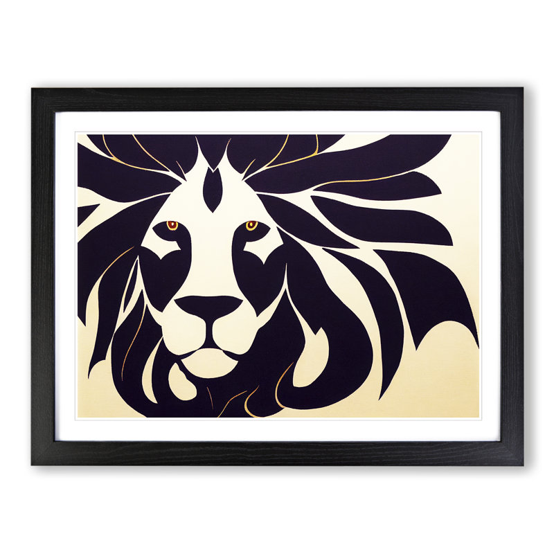 Energising Abstract Lion - Single Picture Frame Print, Black Framed, 25cm H x 34cm W x 2cm D